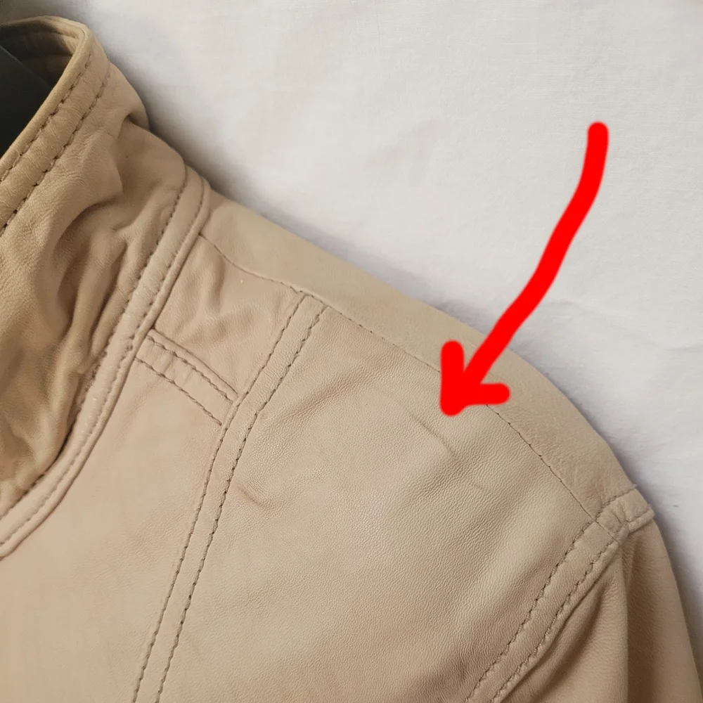 EVER beige lamb leather moto jacket (42" bust) - Picture 4 of 8